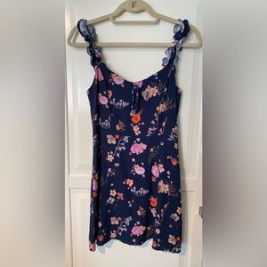 Aritzia Sunday Best Floral Mini Dress Navy Blue Sz 6